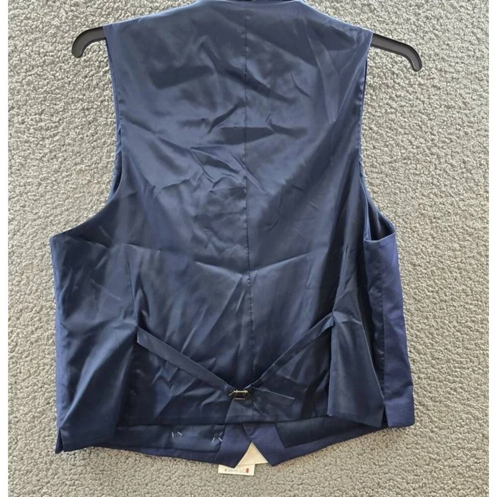 Calvin Klein Slim-Fit Wool Infinite Stretch Suit Vest Men's L Blue Button Front